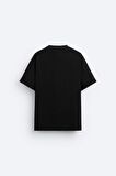 The Champ Bisiklet Yaka Syzygy Yazılı Oversize Siyah Erkek T-shirt