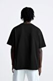 The Champ Bisiklet Yaka Syzygy Yazılı Oversize Siyah Erkek T-shirt