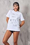 The Champ This Is Based On Real Story Yazılı Oversize Beyaz Kadın T-Shirt