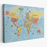 Harita Sepeti Dünya Haritası Tablo Son Derece Detaylı Dekoratif Okyanuslu-2019