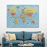 Harita Sepeti Dünya Haritası Tablo Son Derece Detaylı Dekoratif Okyanuslu-2019