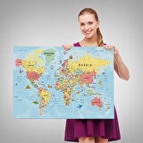 Harita Sepeti Dünya Haritası Tablo Son Derece Detaylı Dekoratif Okyanuslu-2019