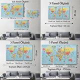 Harita Sepeti Dünya Haritası Tablo Son Derece Detaylı Dekoratif Okyanuslu-2019