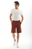 Erkek Regular Fit %100 Pamuk Şort-Kahve