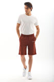 Erkek Regular Fit %100 Pamuk Şort-Kahve
