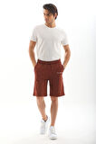Erkek Regular Fit %100 Pamuk Şort-Kahve