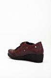 Cırtlı Cilt Bordo Kadın Dolgu Taban Günlük Ayakkabı