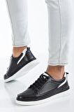 Hakiki Deri Bağcıklı Çift Renk Taban Siyah Erkek Günlük Casual Ayakkabı