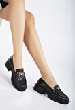 Kadın Günlük Ayakkabı Siyah Kalın Taban Kelebek Tokalı