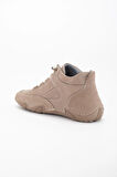 Hakiki Deri Nubuk Erkek Bot Bej Elastik Bağcıklı Saraçlı Taban