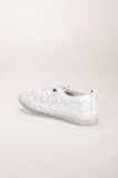 Hakiki Deri Kadın Günlük Ayakkabı Beyaz Lazer Baskılı Elastik Bağcıklı Jel Taban