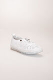 Hakiki Deri Kadın Günlük Ayakkabı Beyaz Lazer Baskılı Elastik Bağcıklı Jel Taban