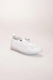 Hakiki Deri Kadın Günlük Ayakkabı Beyaz Lazer Baskılı Elastik Bağcıklı Jel Taban