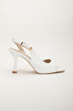 Kadı Topuklu Sandalet Ayakkabı Beyaz Cilt Yan Büyük Tokalı