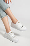 Kadın Casual Spor Ayakkabı Beyaz İnce Taban Bağcıklı