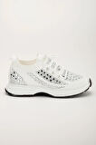 Kadın Spor Ayakkabı Beyaz Triko Taş Döşemeli Kalın Taban