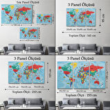 Harita Sepeti Türkçe Dünya Haritası Kanvas Tablo Son Derece Detaylı ve Dekoratif-2020