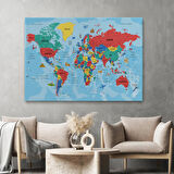 Harita Sepeti Türkçe Dünya Haritası Kanvas Tablo Son Derece Detaylı ve Dekoratif-2020