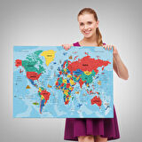 Harita Sepeti Türkçe Dünya Haritası Kanvas Tablo Son Derece Detaylı ve Dekoratif-2020