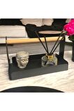 Ahşap Saplı 30x17cm Siyah Metal Servis, Sunum, Dekoratif Tepsi