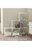 6 Bölmeli Tel Küp Çok Amaçlı Organizer Raf Beyaz 33cm Mutfak, Oyuncak, Kiler, Depolama Rafı