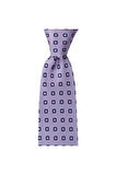 Lila desenli 8 cm genişliğinde mendilli kravat