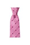 Pembe desenli 8 cm genişliğinde mendilli kravat