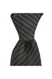 Siyah çizgili 7,5 cm genişliğinde ipek kravat