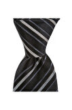 Siyah çizgili 8 cm genişliğinde ipek kravat