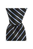 Siyah çizgili 7,5 cm genişliğinde ipek kravat