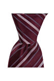 Bordo çizgili 8 cm genişliğinde ipek kravat
