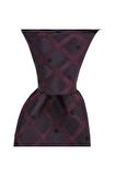 Bordo desenli 8 cm genişliğinde ipek kravat