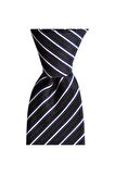 Siyah çizgili 7,5 cm genişliğinde ipek kravat