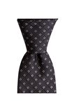 Siyah desenli 7,5 cm genişliğinde ipek kravat