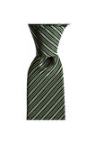Yeşil çizgili 7,5 cm genişliğinde ipek kravat