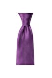 Mor renkli 8 cm genişliğinde saten ipek kravat