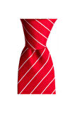 Kırmızı çizgili 7,5 cm genişliğinde ipek kravat