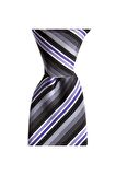 Lila çizgili 7,5 cm genişliğinde ipek kravat