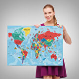 Harita Sepeti Dünya Haritası Kanvas Tablo Son Derece Detaylı Dekoratif Okyanuslu-2021