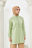 SETRMS OLIVE Fermuarlı Ve Baskılı Spor Tunik 2424007