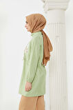 SETRMS OLIVE Fermuarlı Ve Baskılı Spor Tunik 2424007