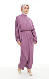 SETRMS LİLA Drape Detaylı Yarasa Kol Abiye Elbise 2425112