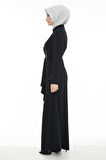 SETRMS SİYAH Taş Aplikeli Volan Detaylı Elbise 2425032