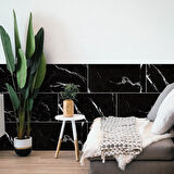 Yapışkanlı Siyah Mermer Desen 1 Adet 30x60 cm Zemin Duvar Döşeme Panel