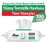 Sleepy Easy Clean Yeşil Beyaz Sabun Katkılı Yüzey Temizlik Havlusu (100 Yaprak) (1 Adet)