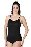 SİYAH MI Emay 1415 Modal Cotton Çıtçıtlı İnce Askılı Body