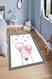 Renkli Pvc Deri Kaymaz Taban Balon Çocuk Saçaksız Halı H7098
