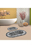 Antrasit  Kaymaz Taban  Oval Banyo Paspas Takım  BB-117