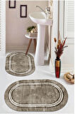 Multi  Kaymaz Taban Retro Oval Banyo Paspas Takım  BB-120