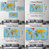 Harita Sepeti Türkçe Dünya Haritası Kanvas Tablo Son Derece Detaylı ve Dekoratif-2022